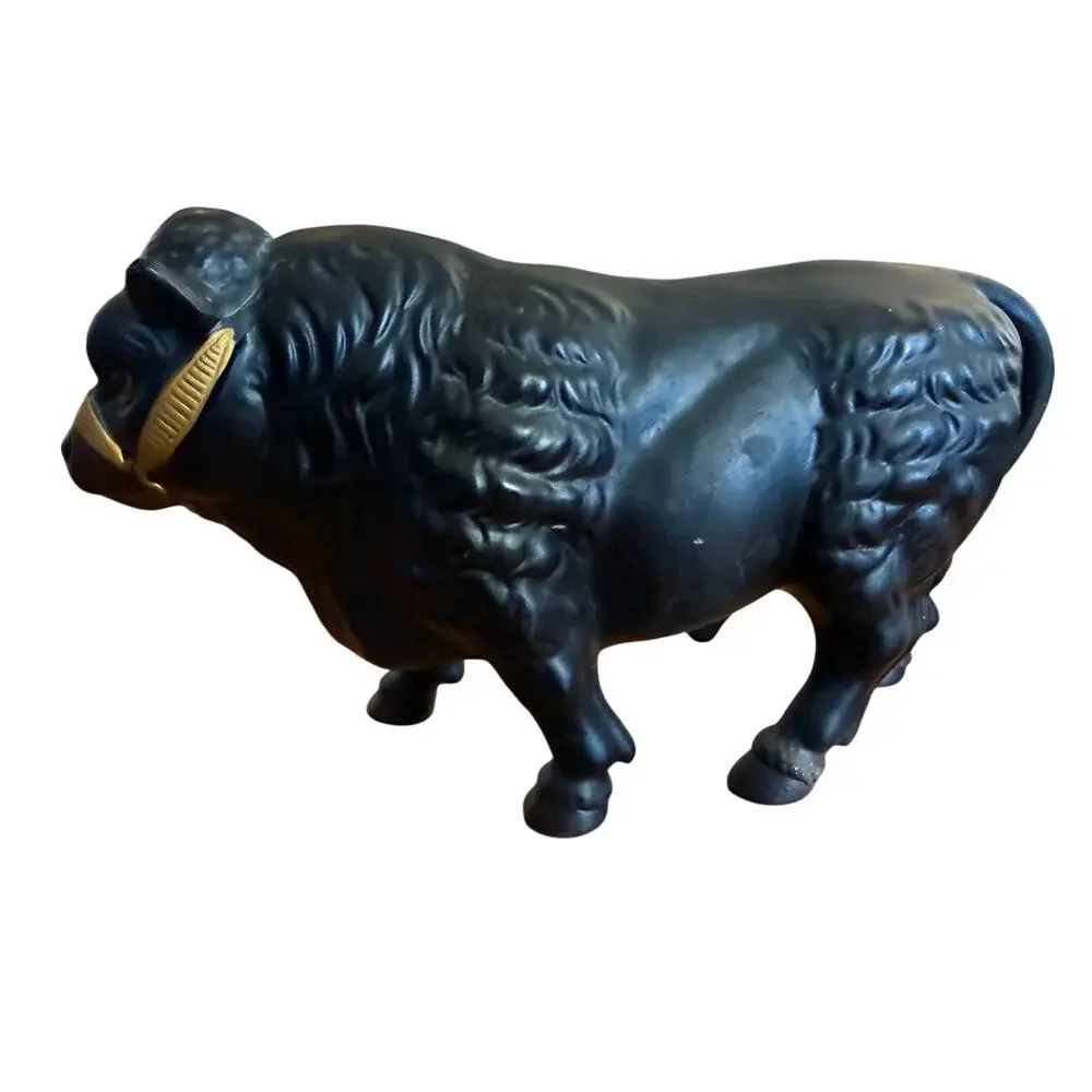 Vintage Black Angus Bull Figurine Cow Bulls 9x6 Brangus Bull Large Western
